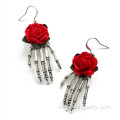 Halloween Fashion Skull Rose Earrings Pendant